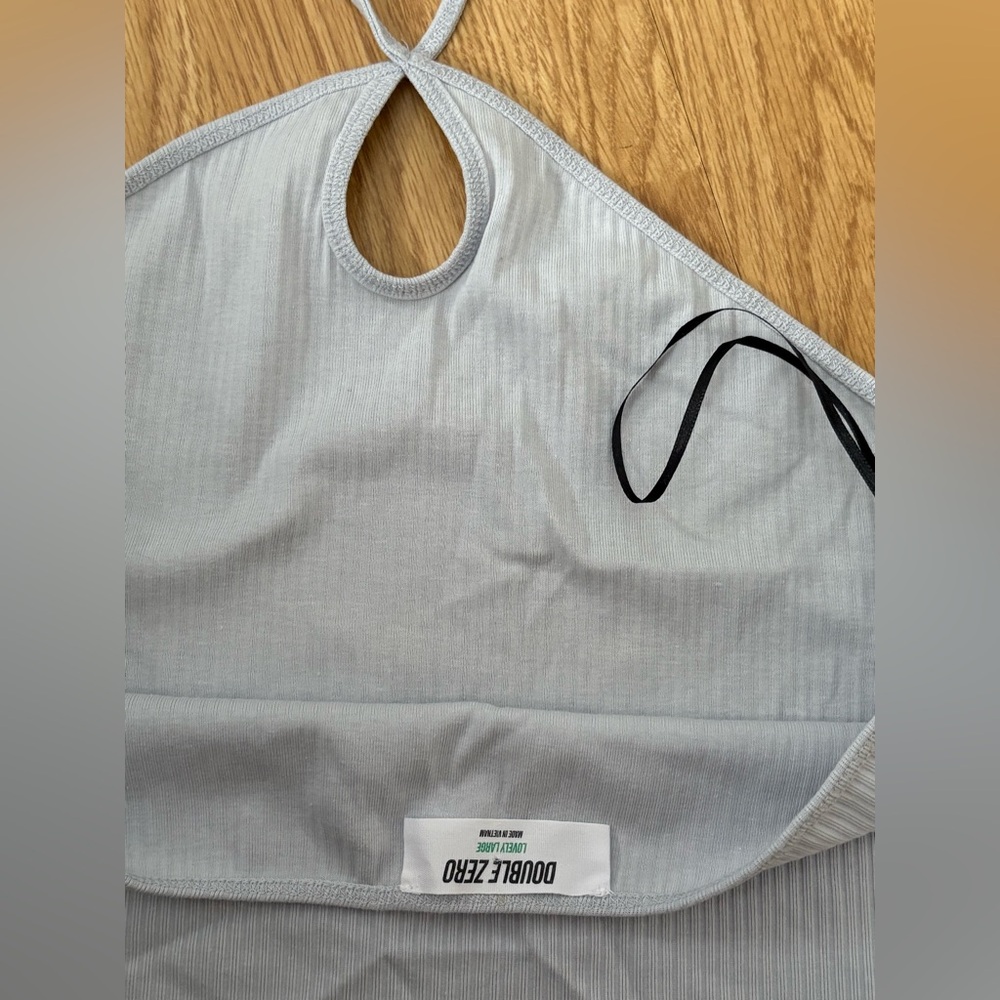 Double Zero Halter Crop Top - Soft Blue - Picture 2 of 2